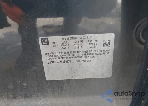 2015 Chevrolet Malibu 2Lt z USA, uszkodzony, nr VIN 1G11D5SL2FF124539